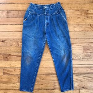VTG 80s GITANO High Waist Pleated Mom Blue Jeans